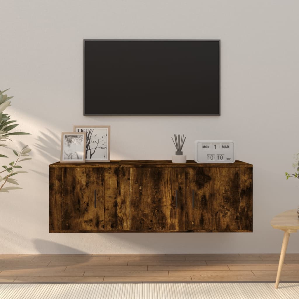 vidaXL 2 Piece TV Cabinet Set Smoked Oak Engineered Wood