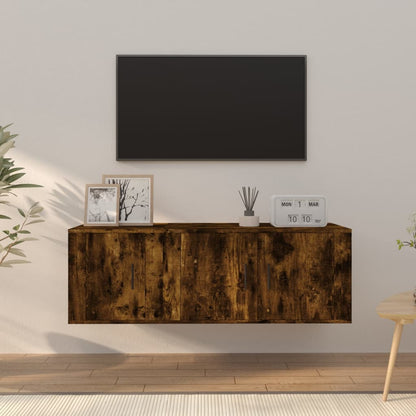 vidaXL 2 Piece TV Cabinet Set Smoked Oak Engineered Wood