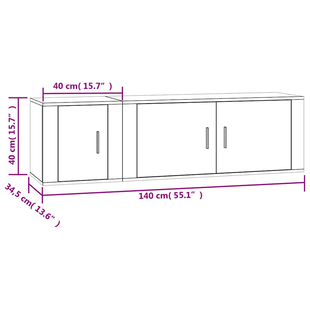 vidaXL 2 Piece TV Cabinet Set Concrete Grey Engineered Wood