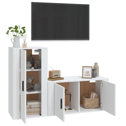 vidaXL 2 Piece TV Cabinet Set White Engineered Wood
