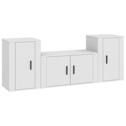 vidaXL 3 Piece TV Cabinet Set White Engineered Wood