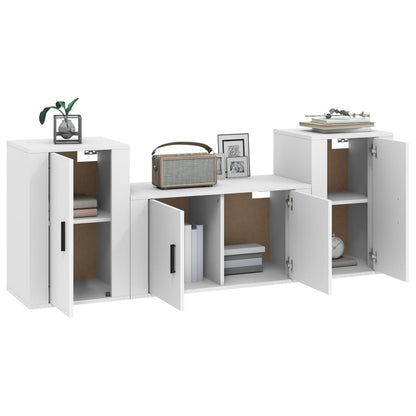 vidaXL 3 Piece TV Cabinet Set White Engineered Wood