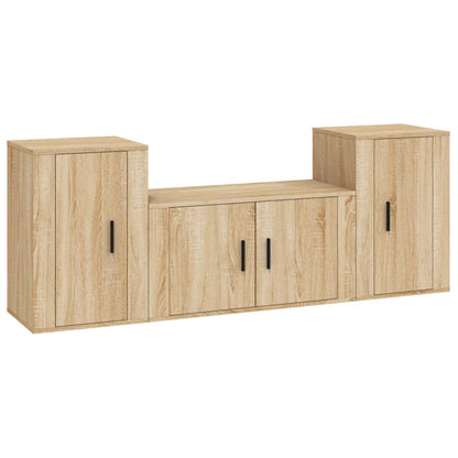 vidaXL 3 Piece TV Cabinet Set Sonoma Oak Engineered Wood