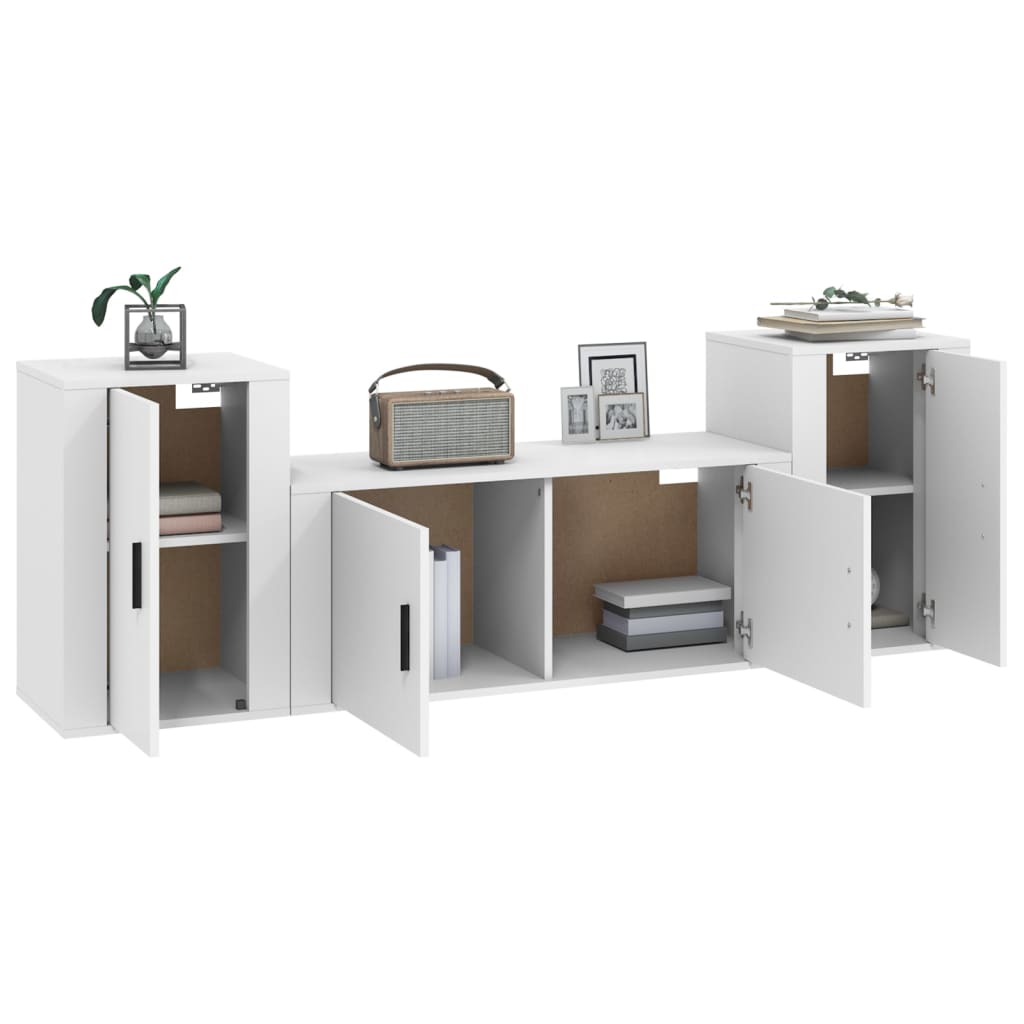 vidaXL 3 Piece TV Cabinet Set White Engineered Wood