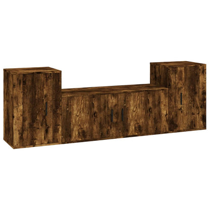vidaXL 3 Piece TV Cabinet Set Smoked Oak Engineered Wood