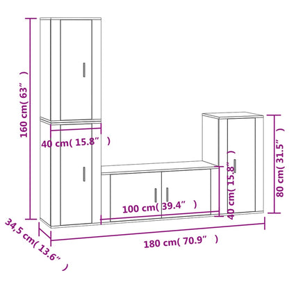 vidaXL 4 Piece TV Cabinet Set White Engineered Wood