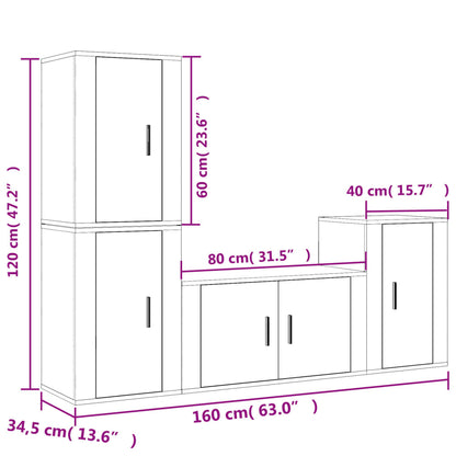 vidaXL 4 Piece TV Cabinet Set Concrete Grey Engineered Wood
