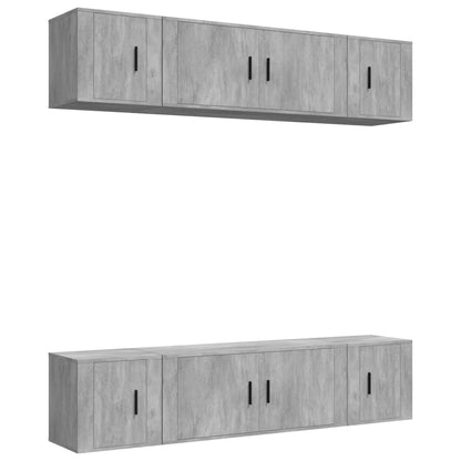 vidaXL 6 Piece TV Cabinet Set Concrete Grey Engineered Wood
