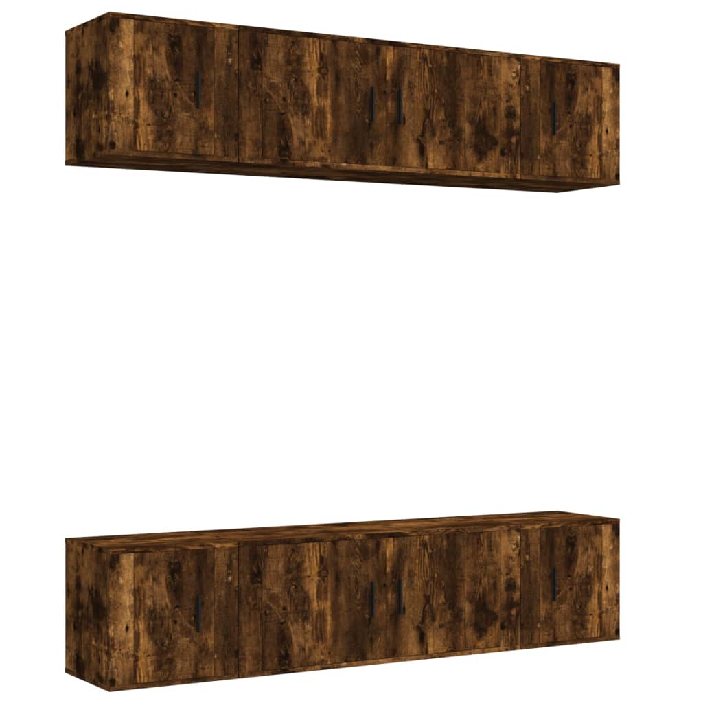 vidaXL 6 Piece TV Cabinet Set Smoked Oak Engineered Wood