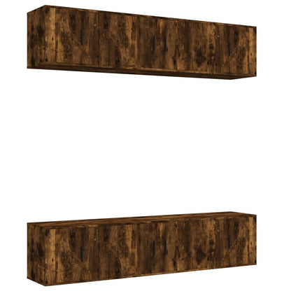 vidaXL 6 Piece TV Cabinet Set Smoked Oak Engineered Wood
