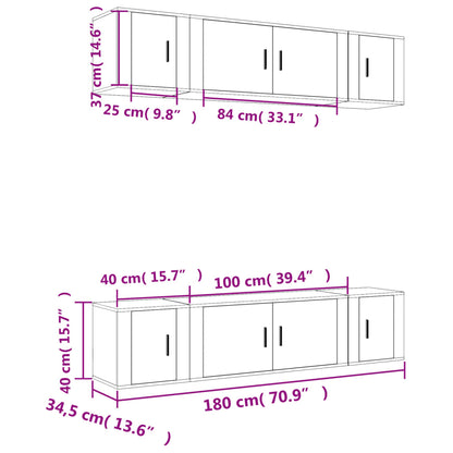 vidaXL 6 Piece TV Cabinet Set Smoked Oak Engineered Wood
