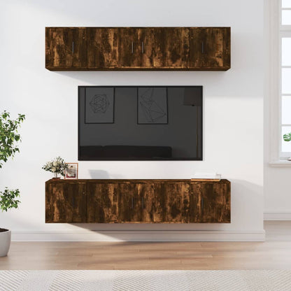 vidaXL 6 Piece TV Cabinet Set Smoked Oak Engineered Wood