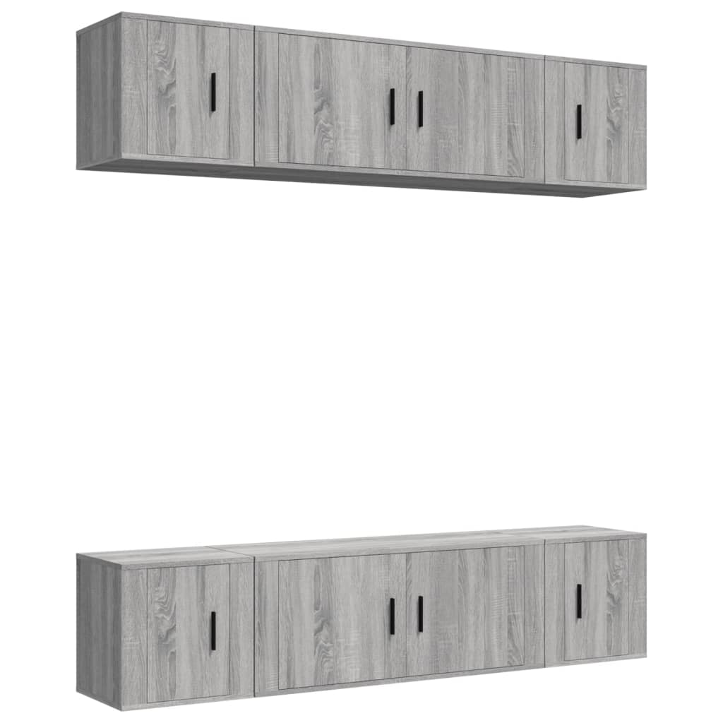 vidaXL 6 Piece TV Cabinet Set Grey Sonoma Engineered Wood