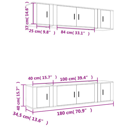 vidaXL 6 Piece TV Cabinet Set Grey Sonoma Engineered Wood
