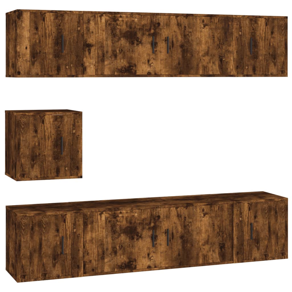 vidaXL 7 Piece TV Cabinet Set Smoked Oak Engineered Wood