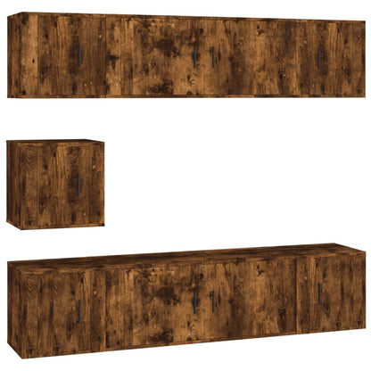 vidaXL 7 Piece TV Cabinet Set Smoked Oak Engineered Wood
