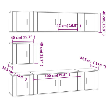 vidaXL 7 Piece TV Cabinet Set Grey Sonoma Engineered Wood