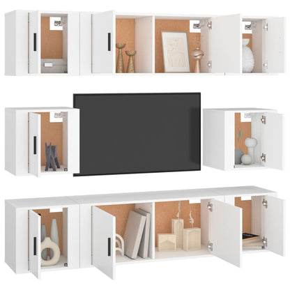vidaXL 8 Piece TV Cabinet Set White Engineered Wood