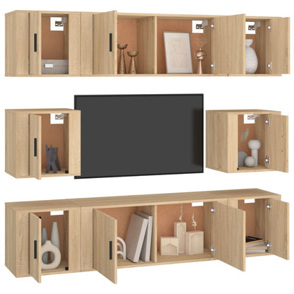 vidaXL 8 Piece TV Cabinet Set Sonoma Oak Engineered Wood