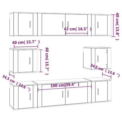 vidaXL 8 Piece TV Cabinet Set Concrete Grey Engineered Wood