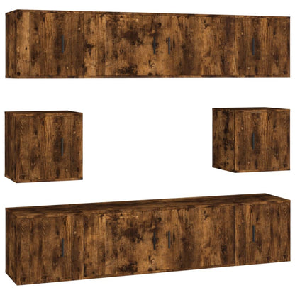 vidaXL 8 Piece TV Cabinet Set Smoked Oak Engineered Wood