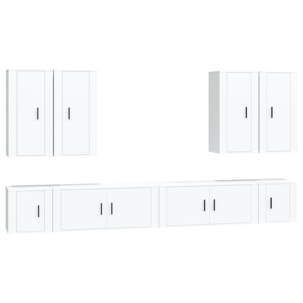 vidaXL 8 Piece TV Cabinet Set White Engineered Wood
