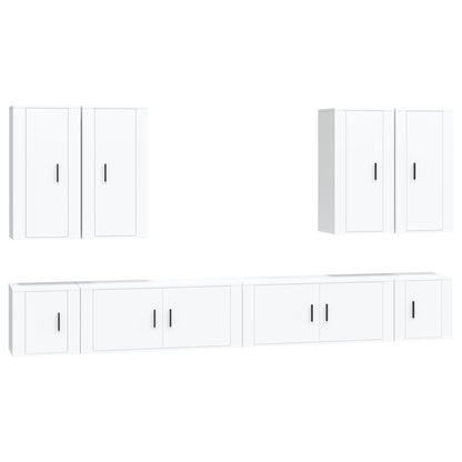 vidaXL 8 Piece TV Cabinet Set White Engineered Wood