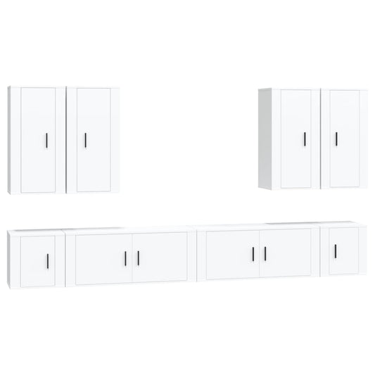 vidaXL 8 Piece TV Cabinet Set White Engineered Wood