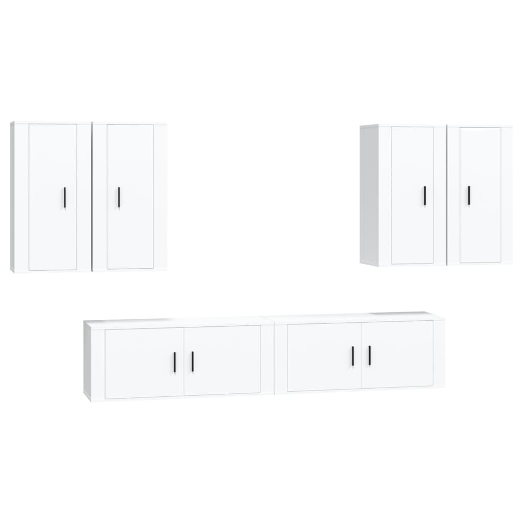 vidaXL 6 Piece TV Cabinet Set White Engineered Wood