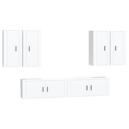 vidaXL 6 Piece TV Cabinet Set White Engineered Wood