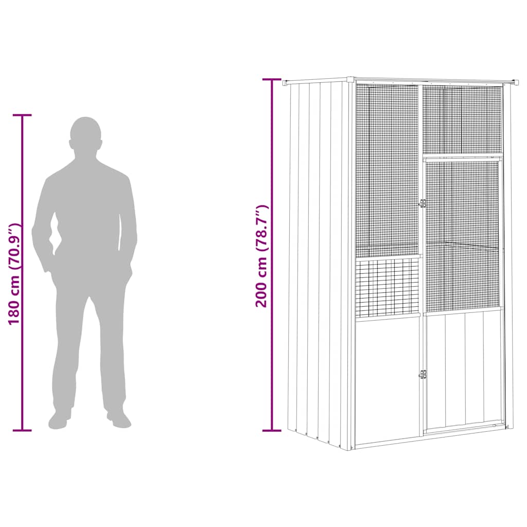 vidaXL Bird Cage Anthracite 115x78x200 cm Galvanised Steel