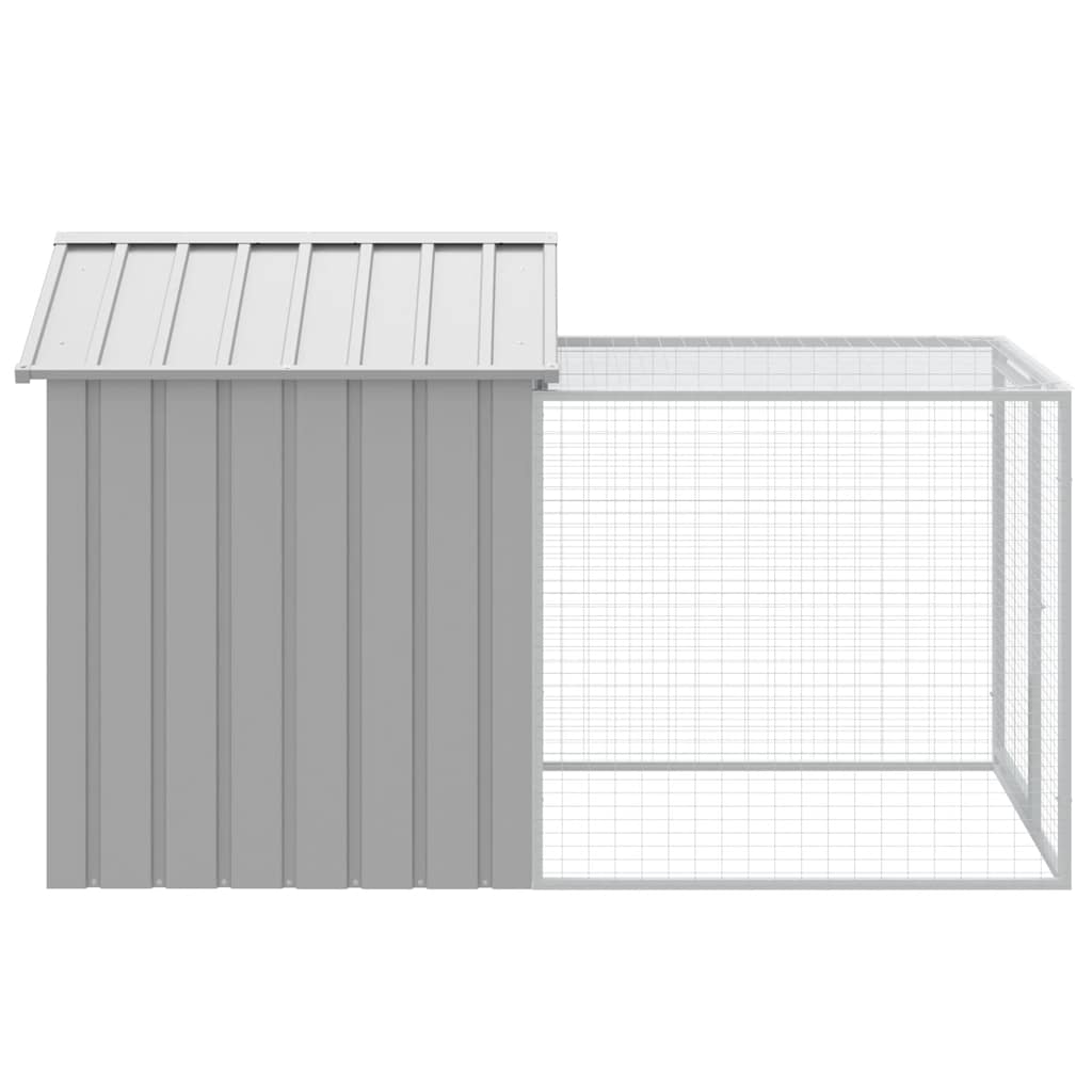 vidaXL Chicken Cage with Run Light Grey 117x201x123 cm Galvanised Steel