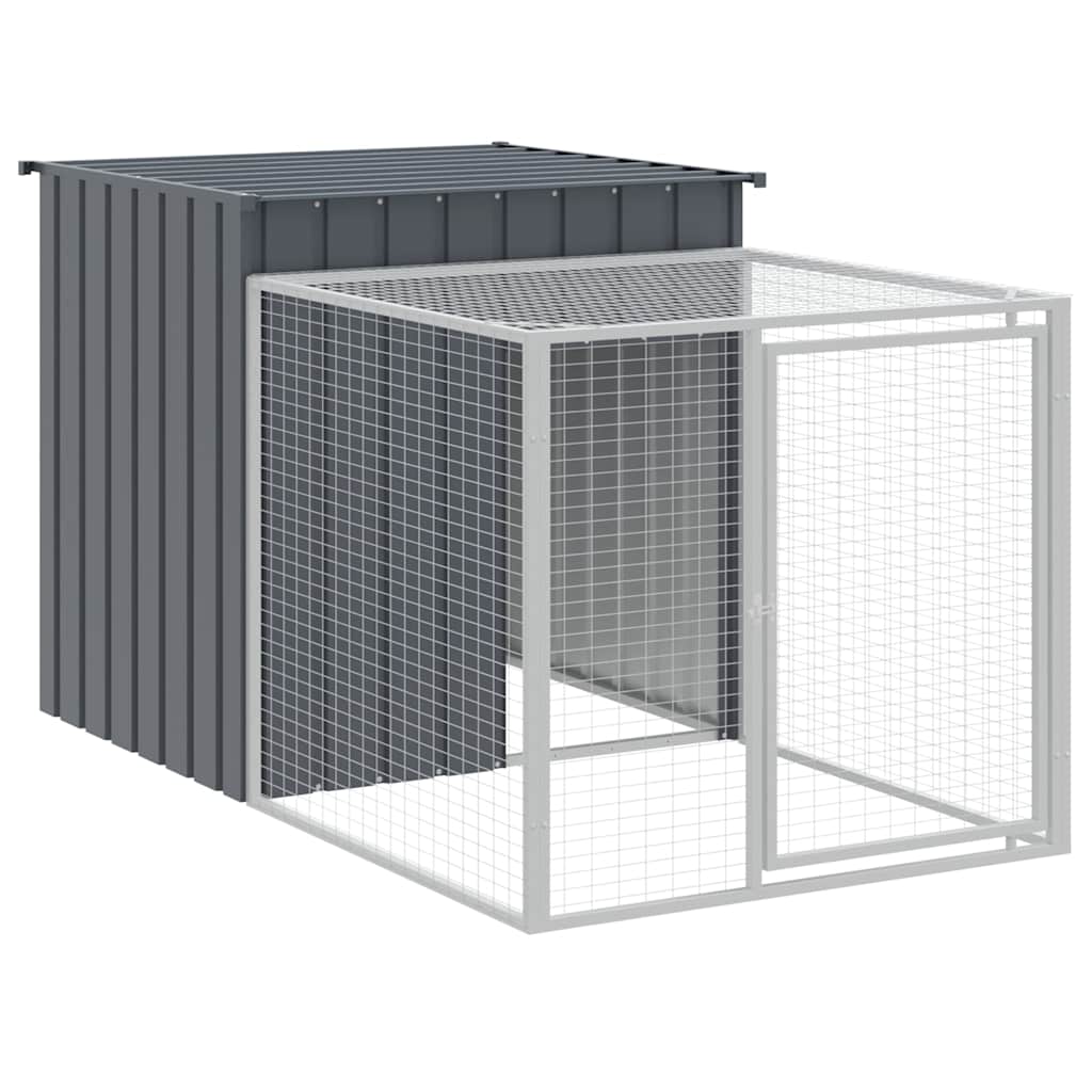 vidaXL Chicken Cage with Run Anthracite 110x201x110 cm Galvanised Steel