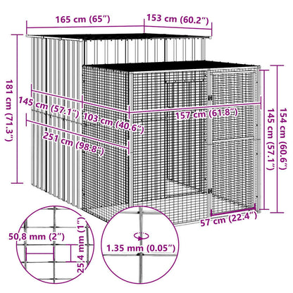 vidaXL Chicken Cage with Run Anthracite 165x251x181 cm Galvanised Steel