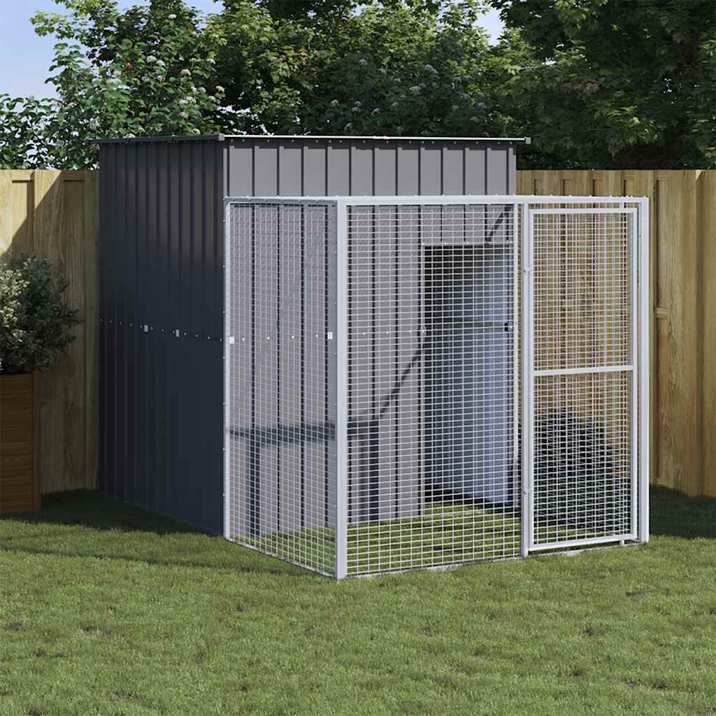 vidaXL Chicken Cage with Run Anthracite 165x251x181cm Galvanised Steel