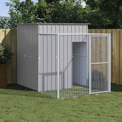 vidaXL Chicken Cage with Run Light Grey 165x251x181cm Galvanised Steel