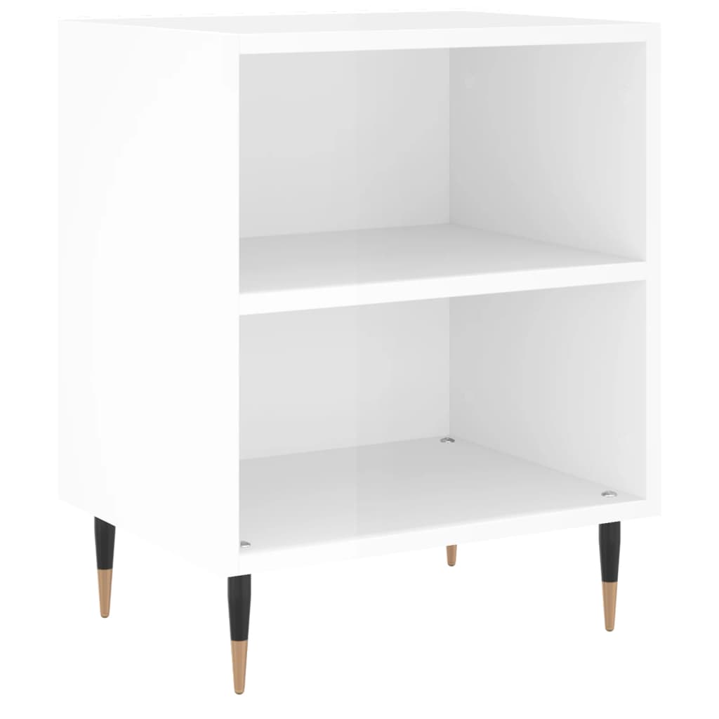 vidaXL Bedside Cabinet | High gloss white | Engineered wood, iron | Standard