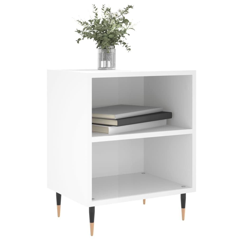 vidaXL Bedside Cabinet | High gloss white | Engineered wood, iron | Standard
