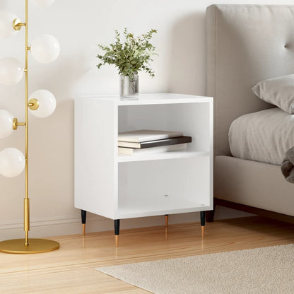 vidaXL Bedside Cabinet | High gloss white | Engineered wood, iron | Standard