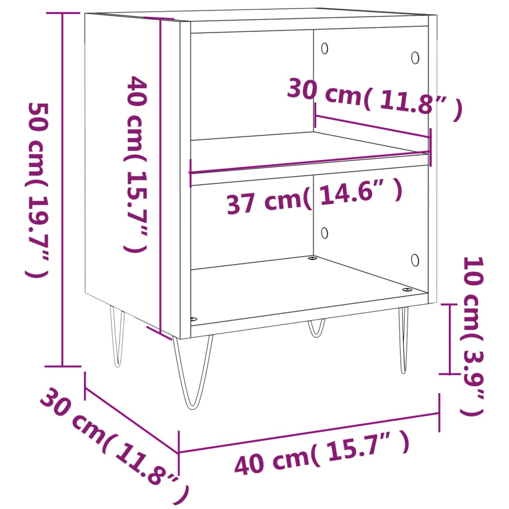 vidaXL Bedside Cabinets 2 pcs White 40x30x50 cm Engineered Wood