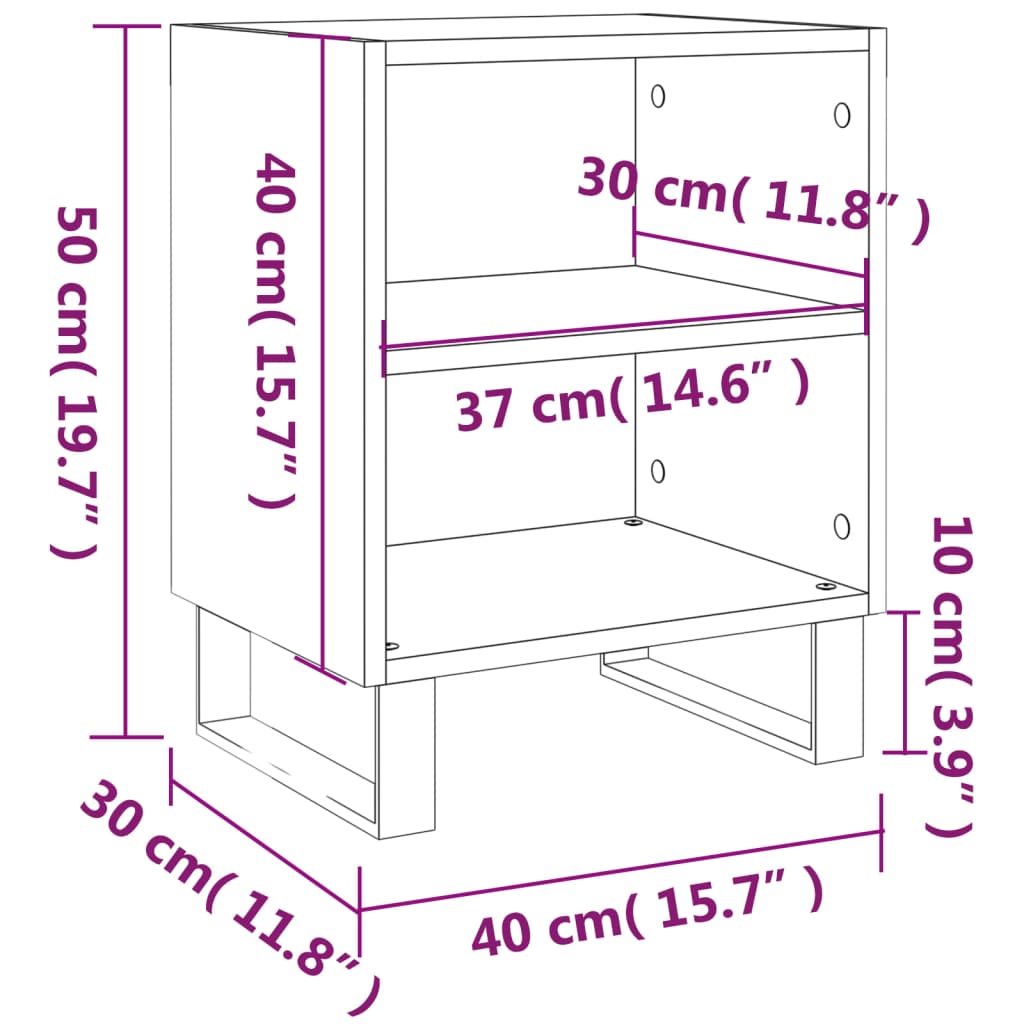 vidaXL Bedside Cabinets 2 pcs White 40x30x50 cm Engineered Wood
