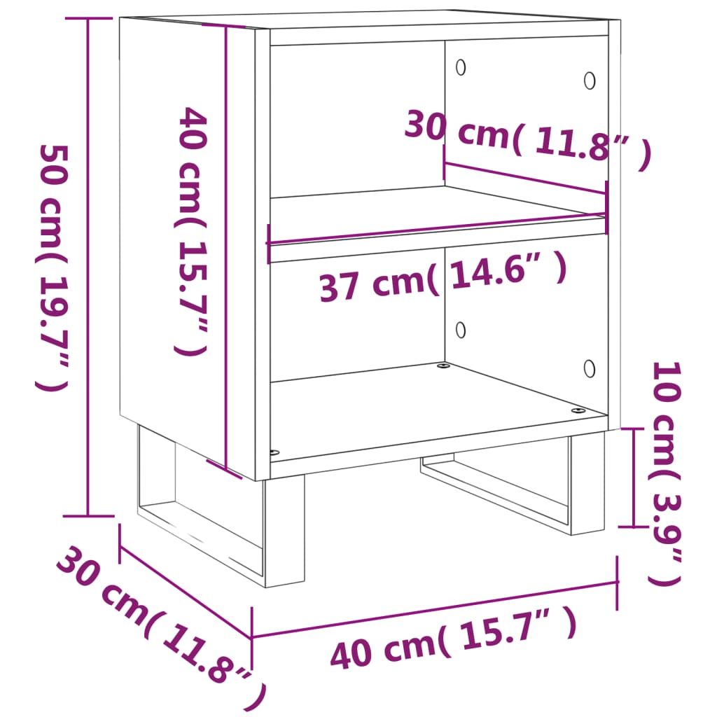 vidaXL Bedside Cabinets 2 pcs Smoked Oak 40x30x50 cm Engineered Wood