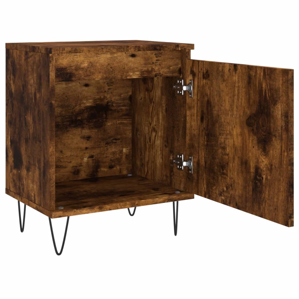vidaXL Bedside Cabinet Smoked Oak 40x30x50 cm Engineered Wood