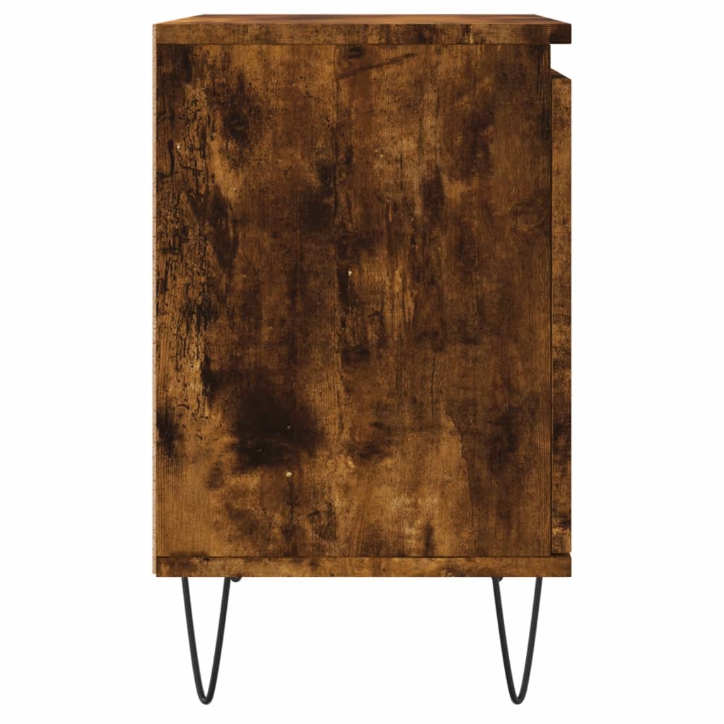 vidaXL Bedside Cabinet Smoked Oak 40x30x50 cm Engineered Wood