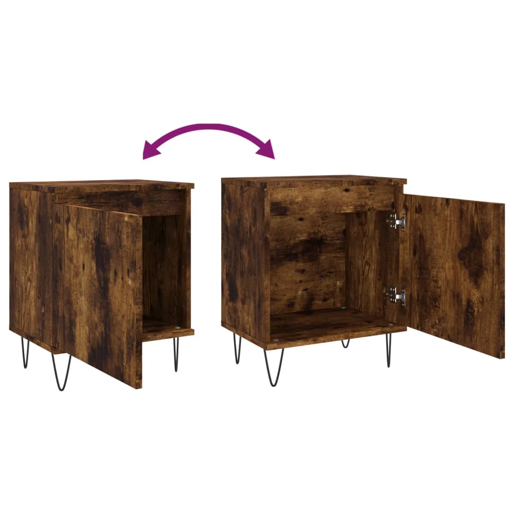 vidaXL Bedside Cabinet Smoked Oak 40x30x50 cm Engineered Wood