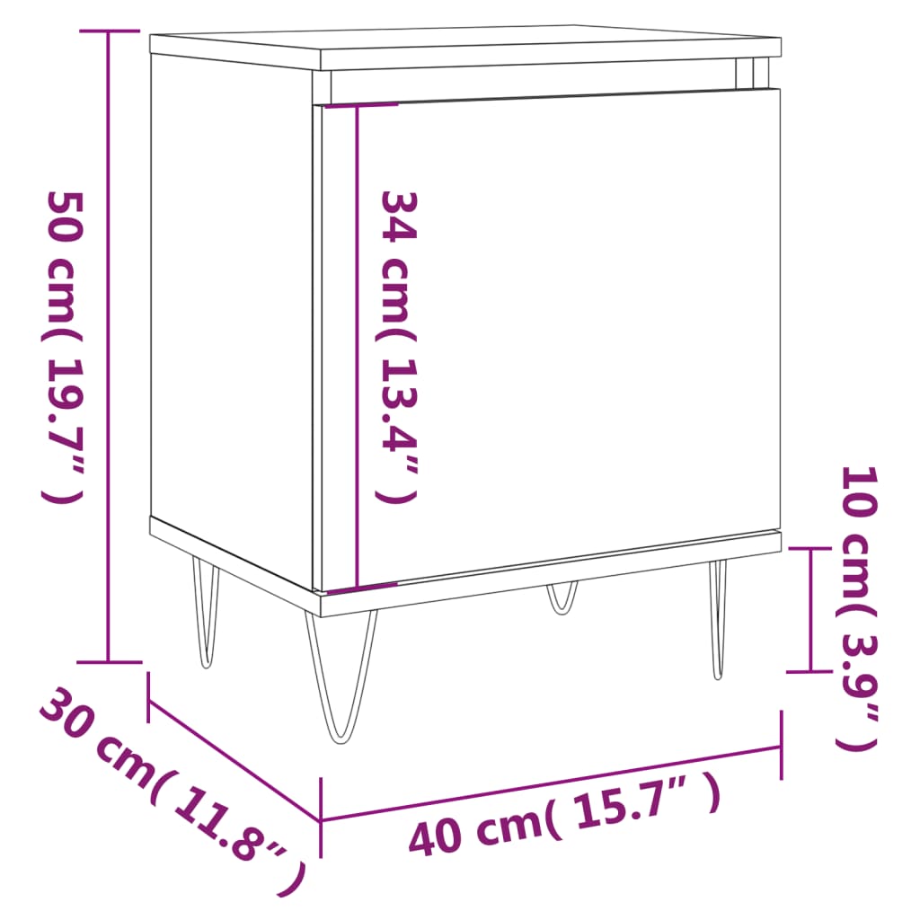vidaXL Bedside Cabinet Brown Oak 40x30x50 cm Engineered Wood
