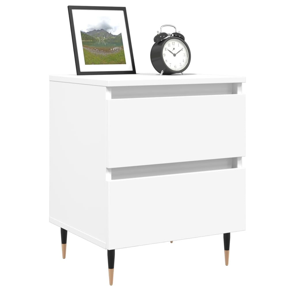 vidaXL Bedside Cabinet White 40x35x50 cm Engineered Wood
