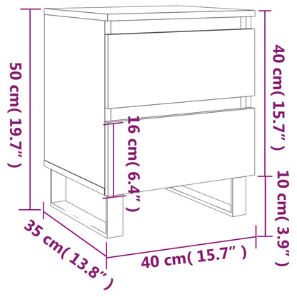 vidaXL Bedside Cabinet Smoked Oak 40x35x50 cm Engineered Wood