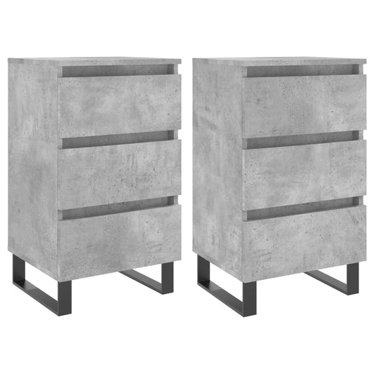 vidaXL Bedside Cabinets 2 pcs Concrete Grey 40x35x69 cm Engineered Wood