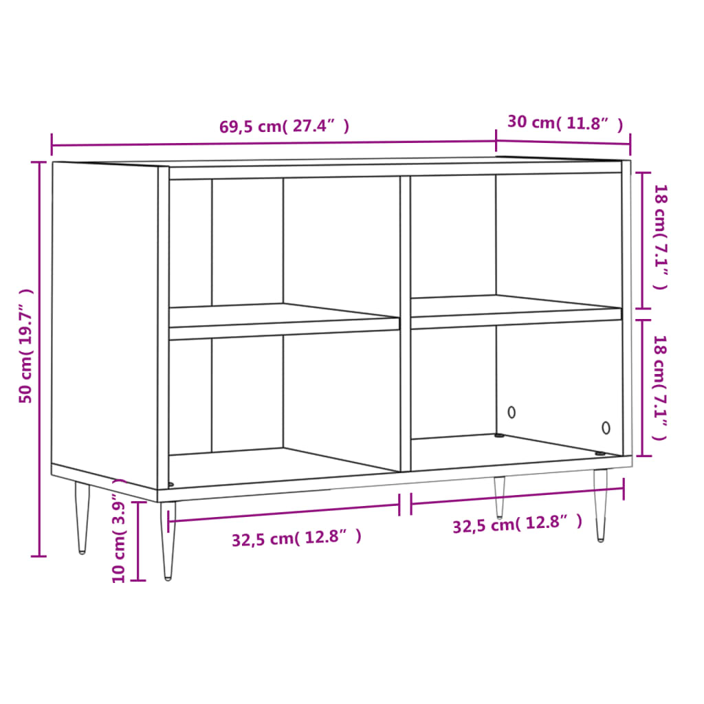 vidaXL TV Cabinet Concrete Grey 69,5x30x50 cm Engineered Wood